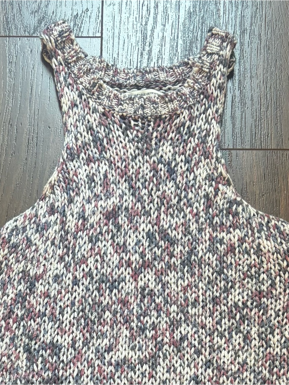 American Eagle Marled Knit tank Tunic  Top in Cream, Burgundy & blue
